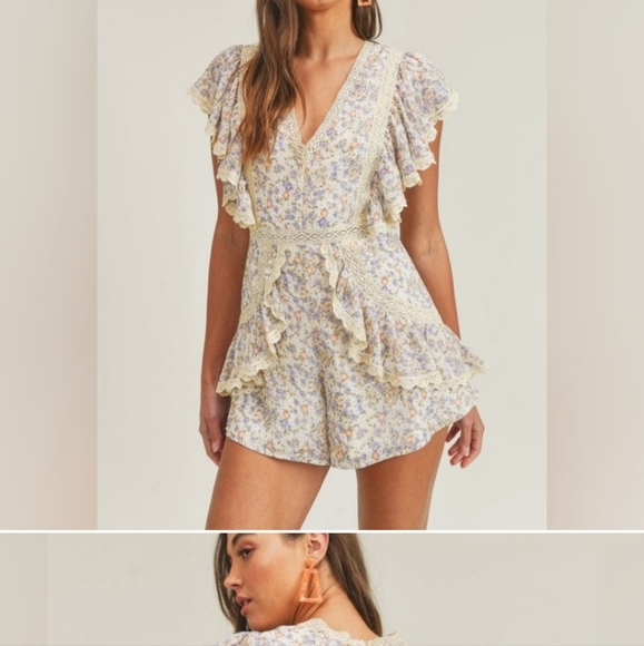 Floral Lace-Trimmed Jumpsuit - Picture 11 of 16